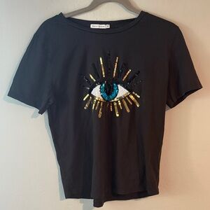 Black Sequin Eye Graphic Tee